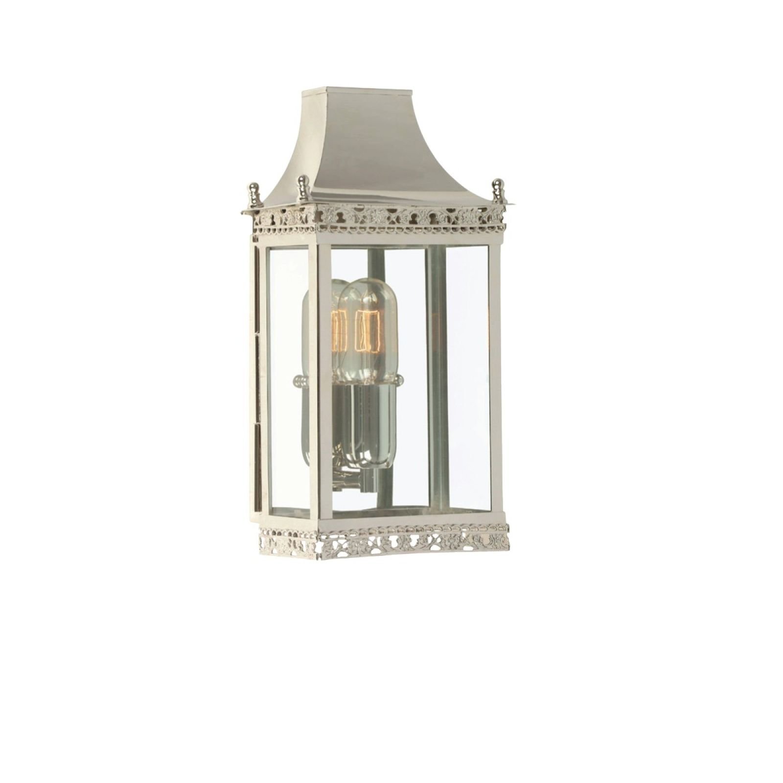 Regents brass wall lantern - polished nickel