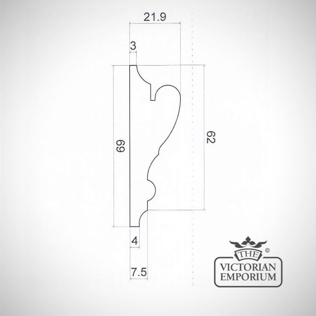Wooden Picture Rail Molding In Redwood (pine) 69 X 21.9mm