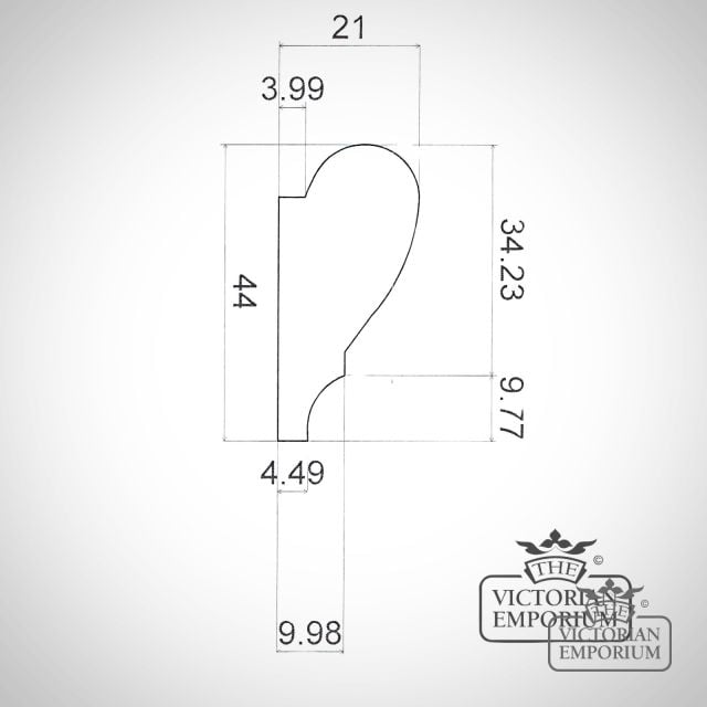 Tech Dwg Wooden Picture Rail Molding In Redwood (pine) 44 X 21mm