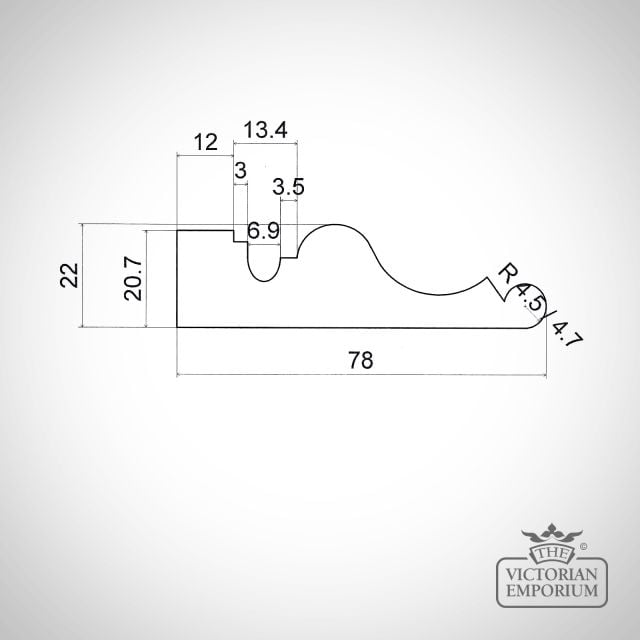 Architrave Dwg 78mm X 21mm Ve11 2899