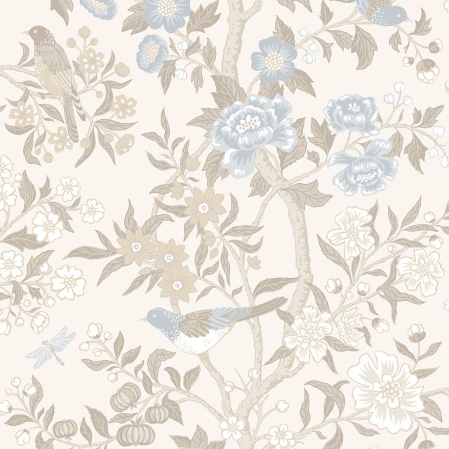 Wallpaper with bird and flower design
