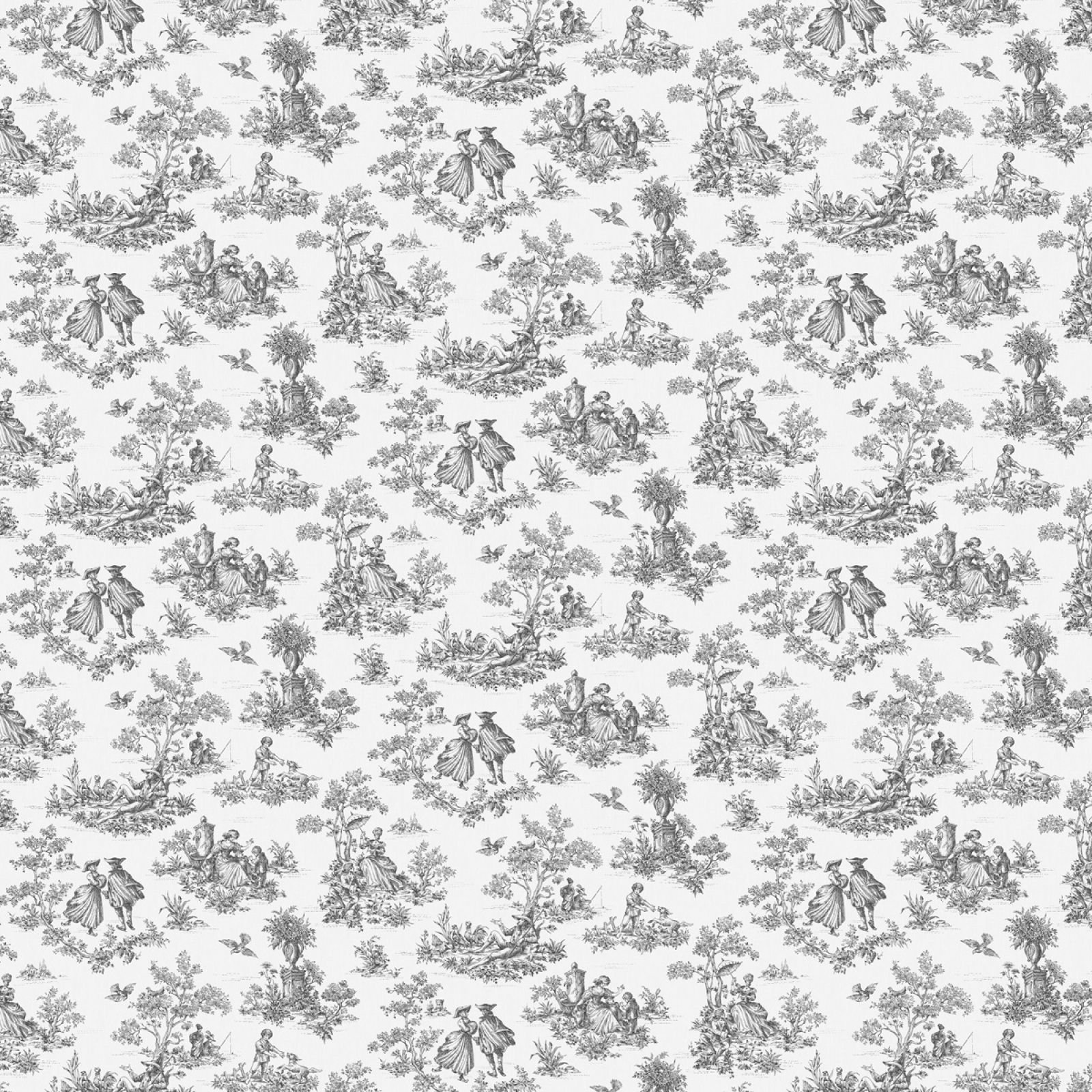Decorative French pastoral wallpaper in a variety of colourways