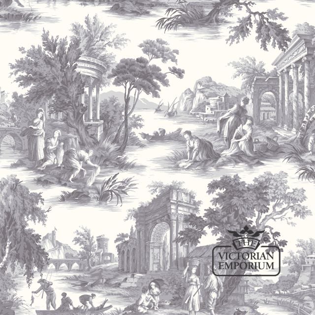 Wallpaper Toile De Jouy Parkland Traditional Victorian Edwardian Classic Decorative  Folie Villandry 99 1003