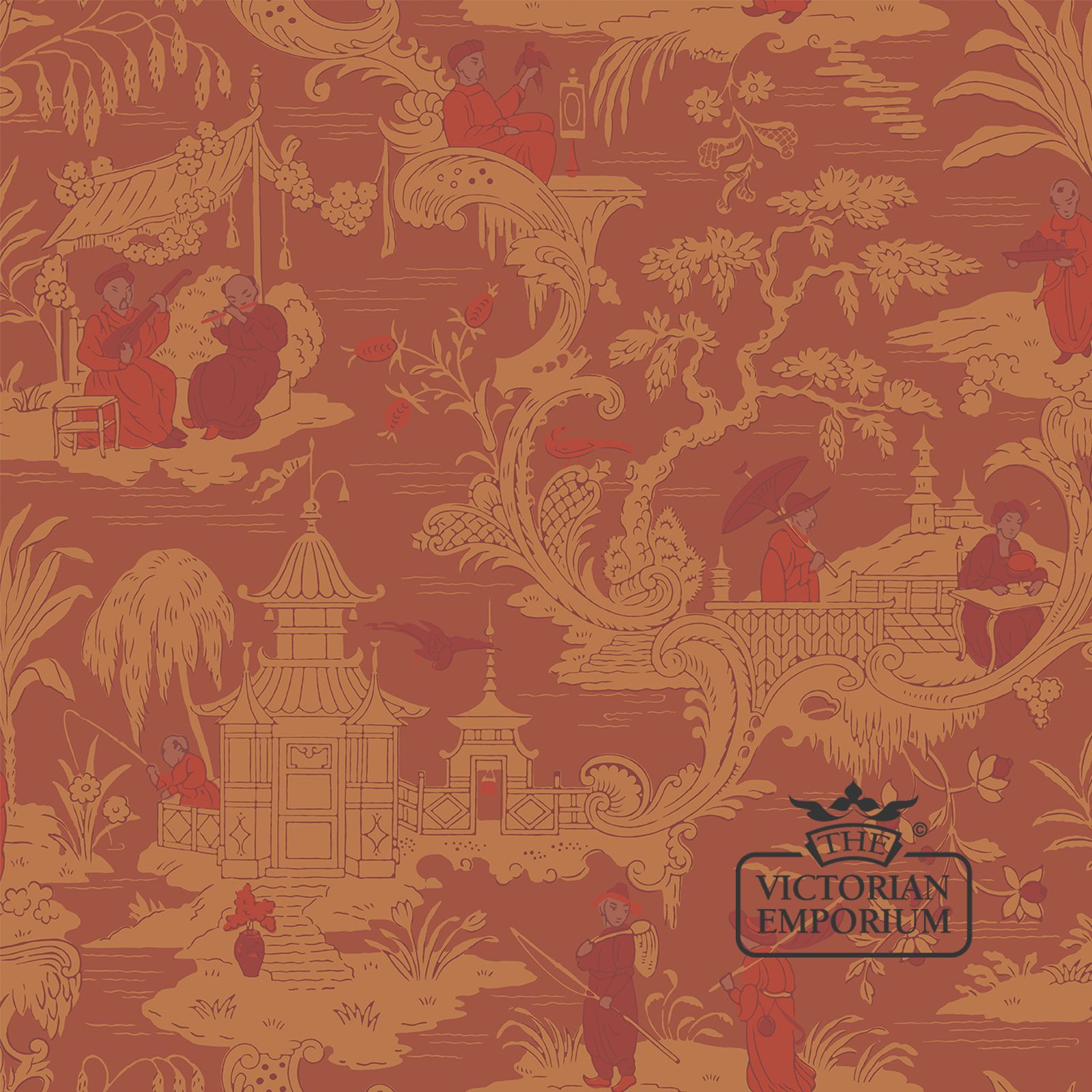 Chinese toile wallpaper in choice of 4 colours
