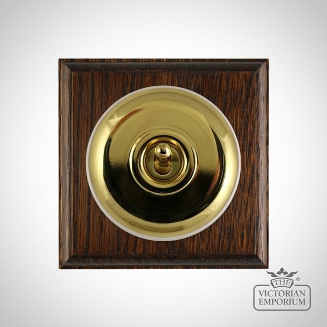 X1gang Single Toggle Period Light Switch Brass Polished White Dark Oak