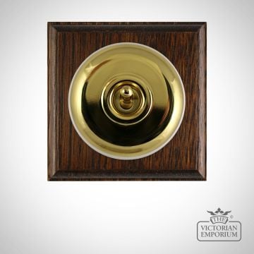 1 Gang Period Light Switch - round, plain in antique or polished brass