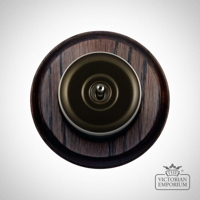 Period Light Switch Mat Bronze White Mahogany Circular Base
