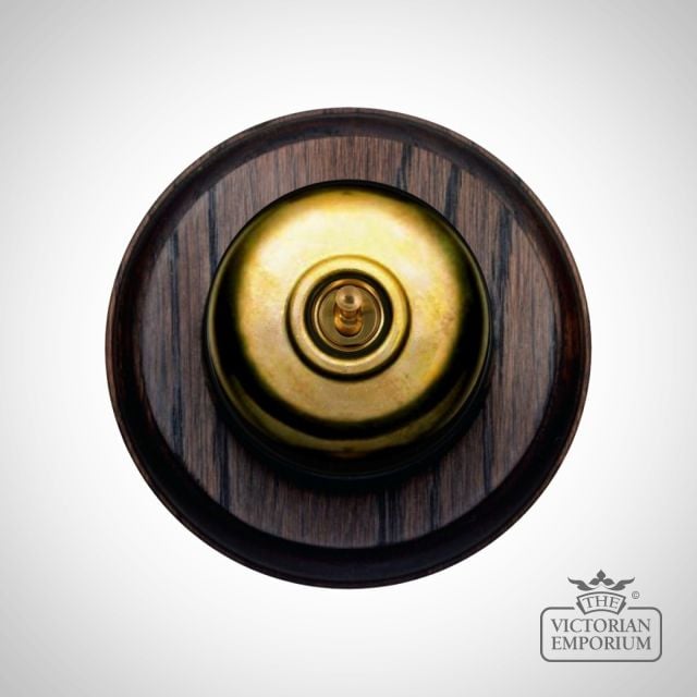 Period Light Switch Unlacquered Brass Black Mahogany Circular Base