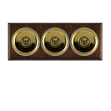 3 Gang Brass Period Light Switch - fluted in a choice of finishes