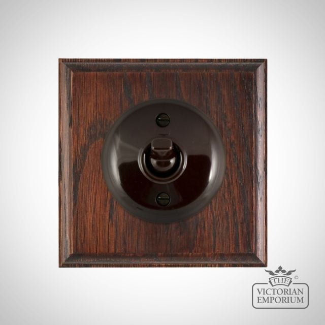 Brown Bakelite Toggle Light Switch Mahogany Base