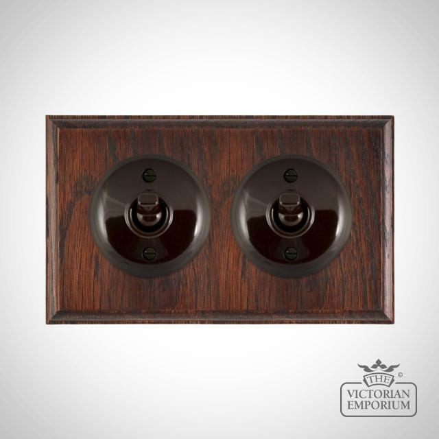 Brown Bakelite Toggle Light Switch Mahogany Base X2