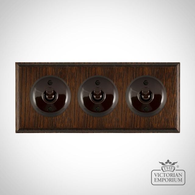 Brown Bakelite Toggle Light Switch Dark Oak X3
