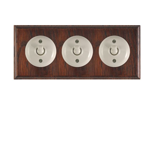 3 gang Bakelite light switch - plain white or brown