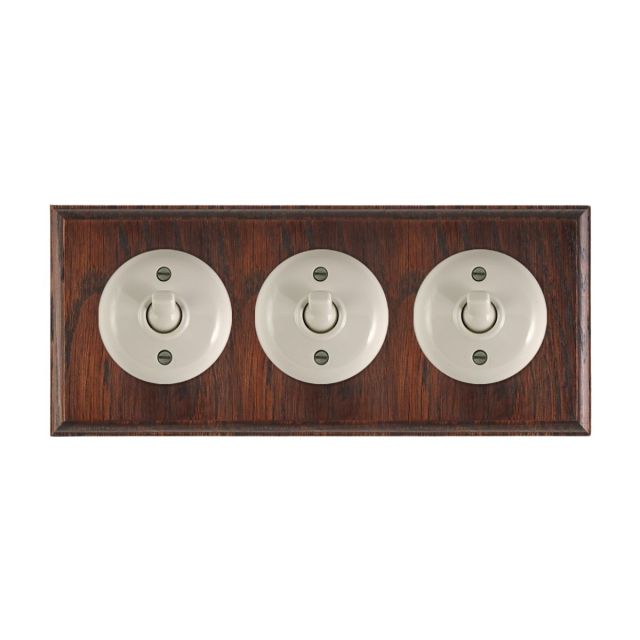 3 gang Bakelite light switch plain white or brown Switches