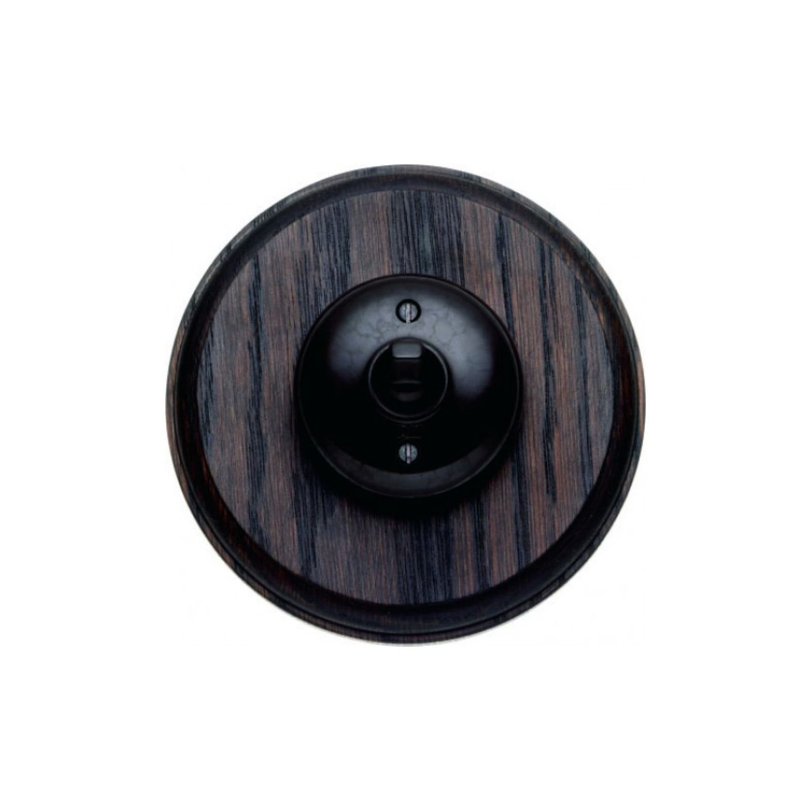 1 gang Bakelite light switch - circular, plain in brown or white