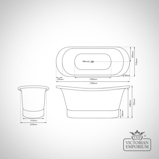 Roll Top Bath Classic Normandy Dimentions1   Remove Bg