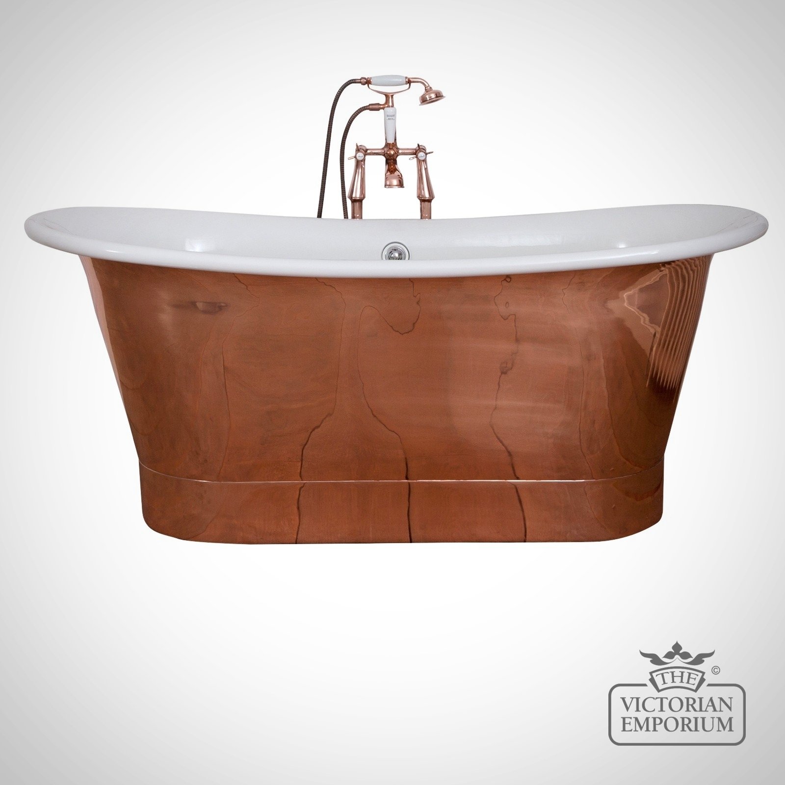 Normandie Copper Bath with White Enamel Interior
