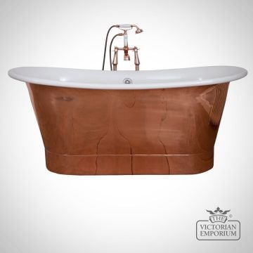 Roll Top Bath Classic Copper Exterior With White Painted Enamel Interiornormandy11   Remove Bg