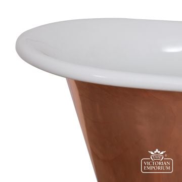 Roll Top Bath Classic Copper Exterior With White Painted Enamel Interiornormandy21   Remove Bg