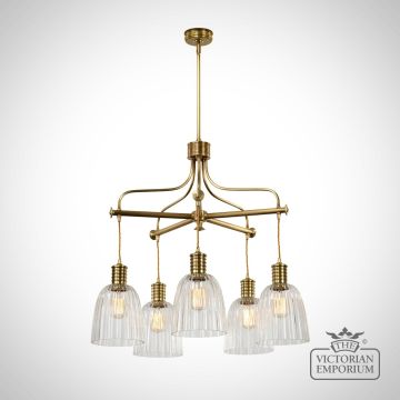 Lamp Light Interior Ceiling Hanging Pendant Aged Brass Industrial 5 Drop Douille5ab Gs753