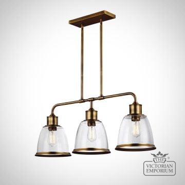 Hobsons Three Light Island Ceiling Pendant In Aged Brass
