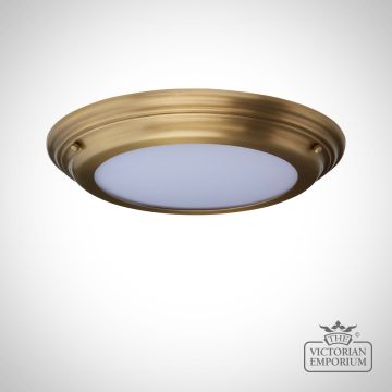 Low Level Shallow Ceiling Lamp Light Interior Aged Brass Bathwellandab Off