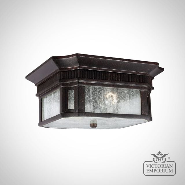 Federal flush mount lantern in gilded bronze