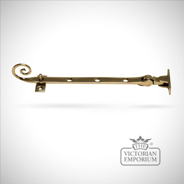 Smooth brass casement stay - Monkey tail