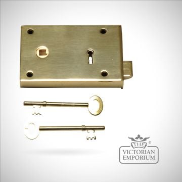 Cast Brass Rim Lock Old Classical Victorian Decorative Reclaimed Veb102d 01