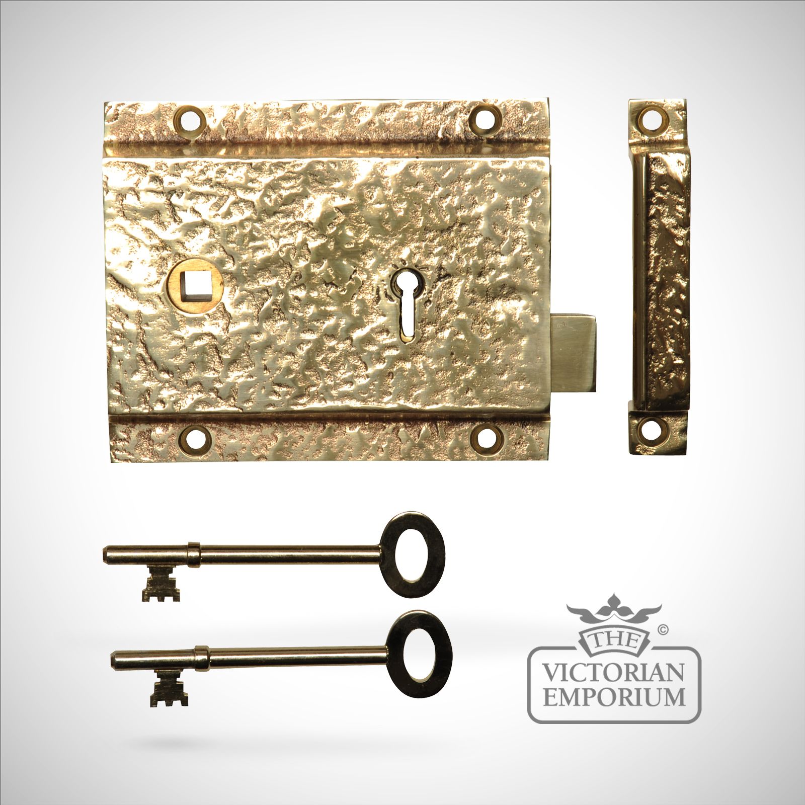 Rim lock/latch in cast brass