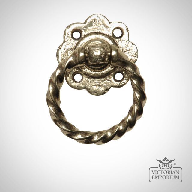 Cast Brass Ring Handle Old Classical Victorian Decorative Reclaimed Veb679 01