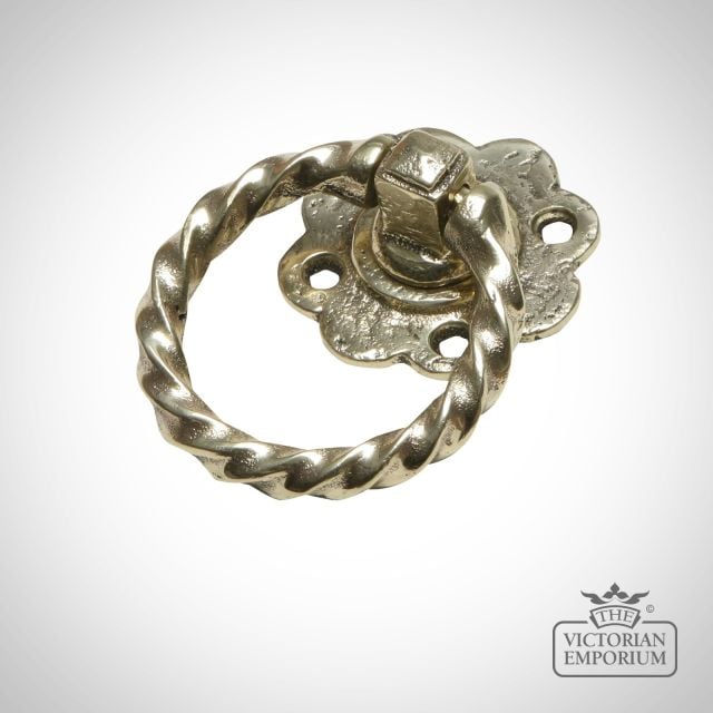 Cabinet and Door Ring Handle in Cast Brass - 76mm