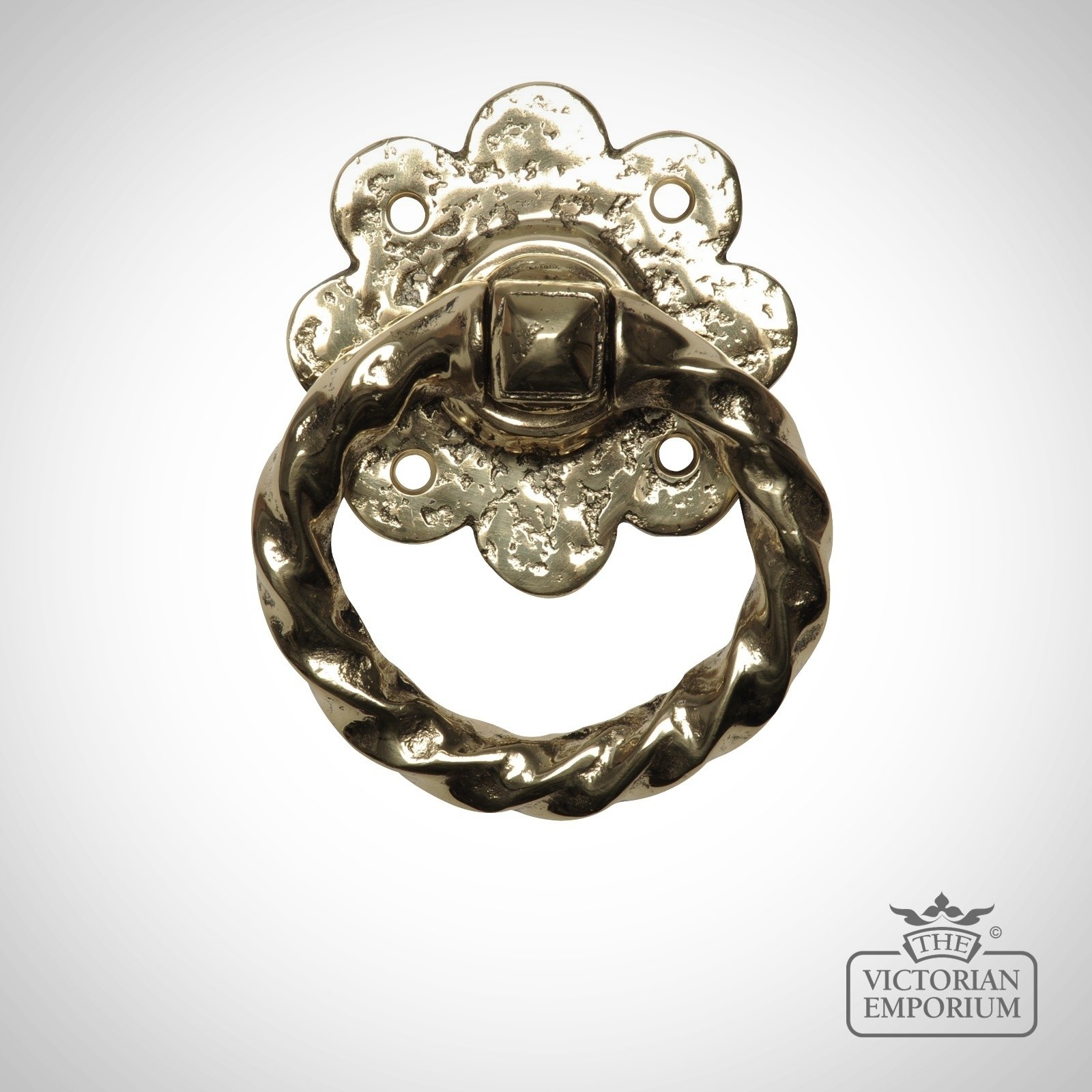 Cabinet and Door Ring Handle in Cast Brass - 101mm