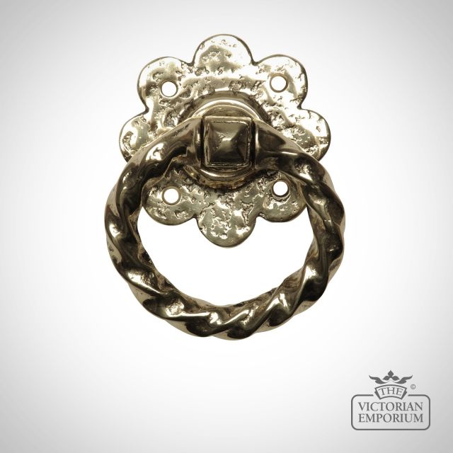 Cabinet and Door Ring Handle in Cast Brass - 101mm
