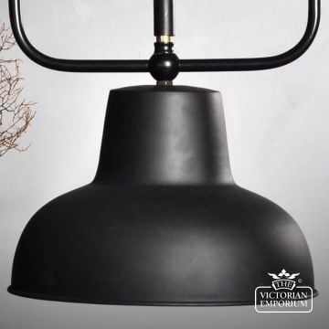 Black And Brass Steampunk Style Ceiling Lamp With Pulley  Lu148 5