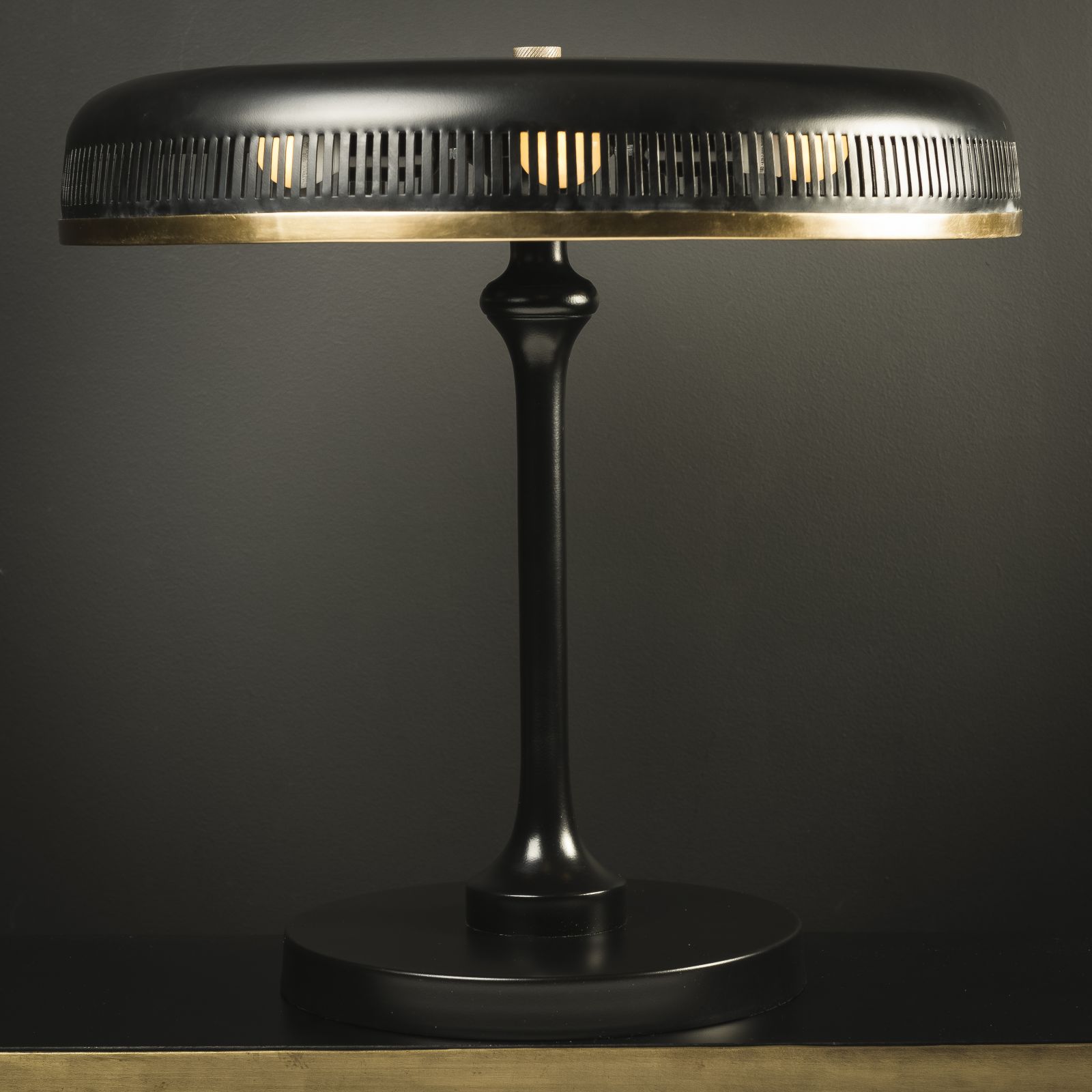 Black and brass desk lamp