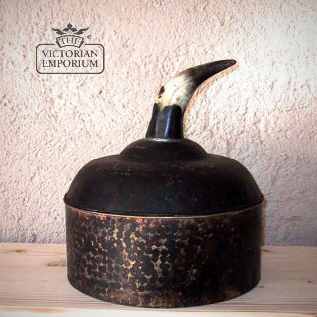 Hammered Copper Box With Real Cow Horn Handle Dc008 2