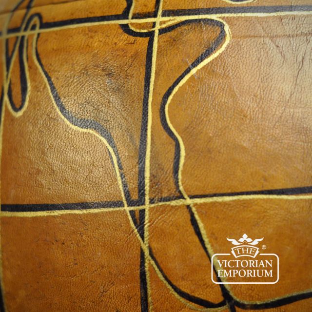 Leather Globe Da138 Hand Drawn Tall Black Wood Stand 2