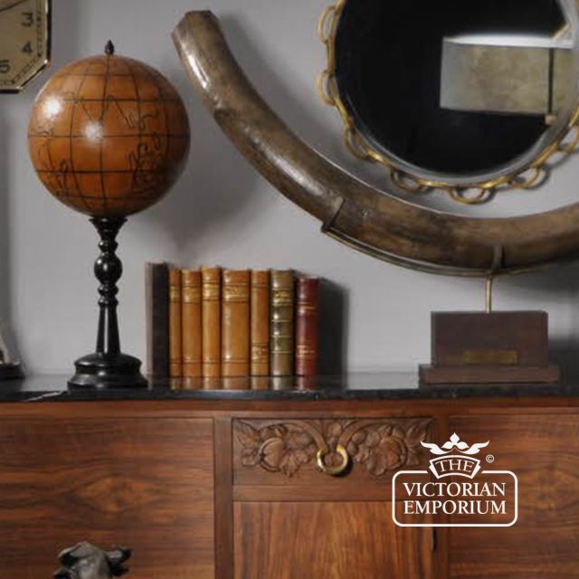 Leather Globe Da138 Hand Drawn Tall Black Wood Stand 3