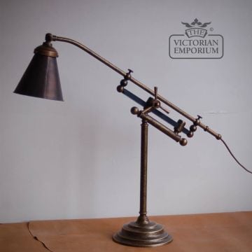 Lu051 Adjustable Brass Desk Lamp With Copper Shade 4