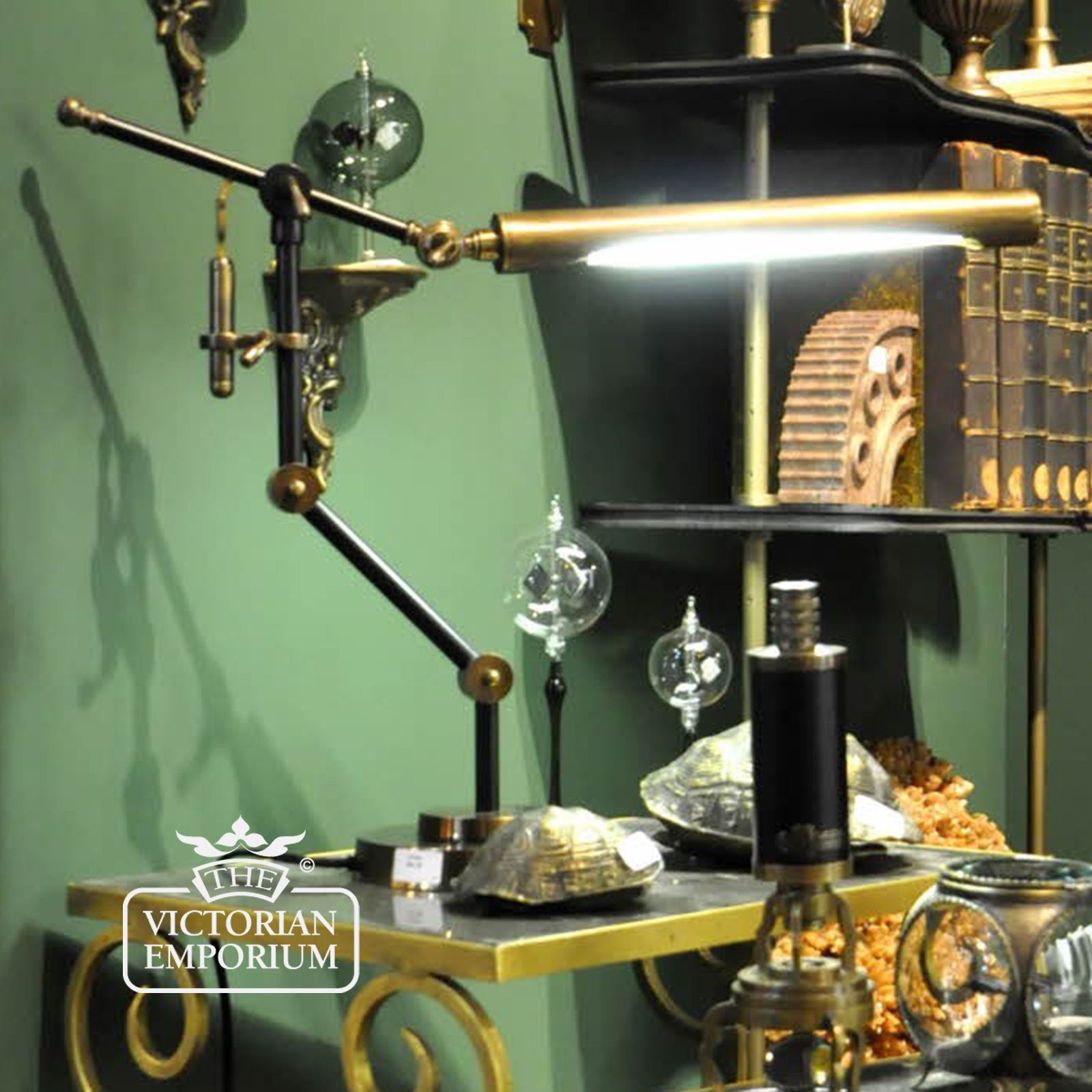 Steampunk desk lamp with neon light