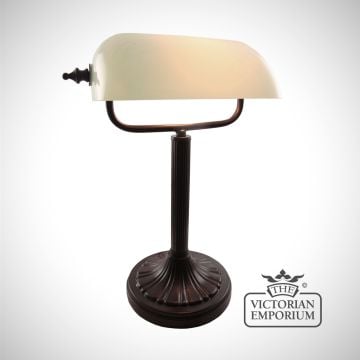 Bankers Desk Lamp White Glass Lighting Classic Bank94 (w)