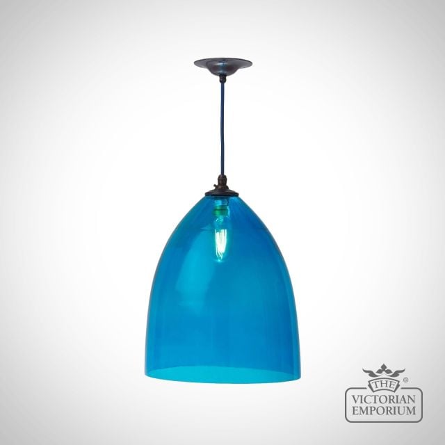 Pendant Hanging Blue Hand Blown Glass Lighting Classic On Blue Cable No Hoop Hav42s Ky