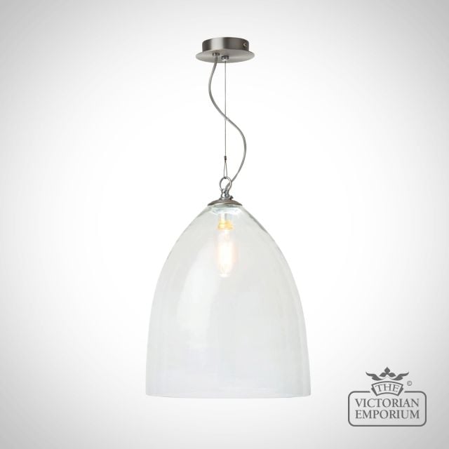 Pendant Hanging Clear Hand Blown Glass Lighting Classic Wire Suspension Clear Flex Matt Nickel Hav42c