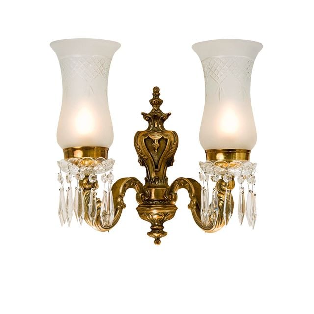 Double wall sconce with cut glass shades
