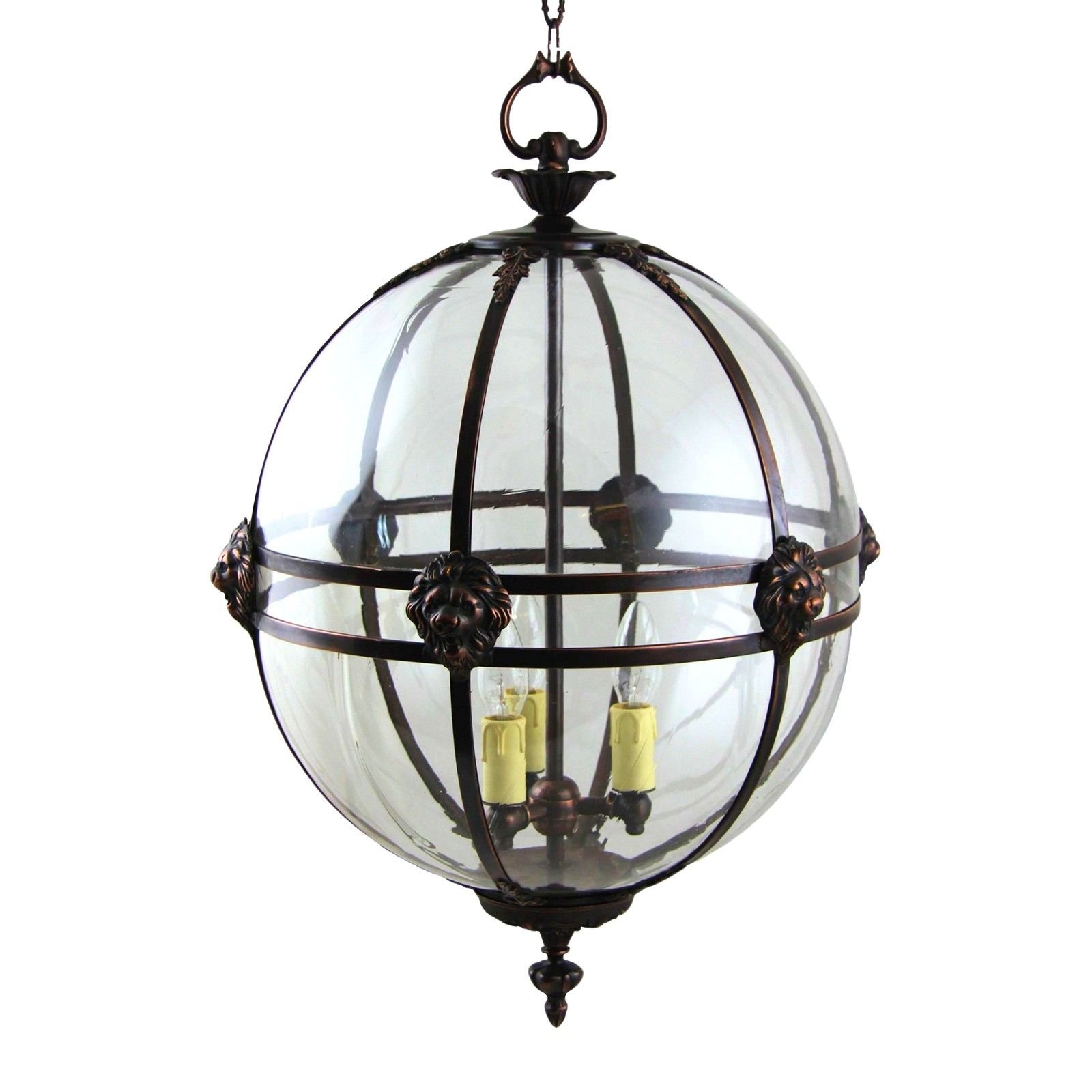 Victorian globe lantern with lion detail