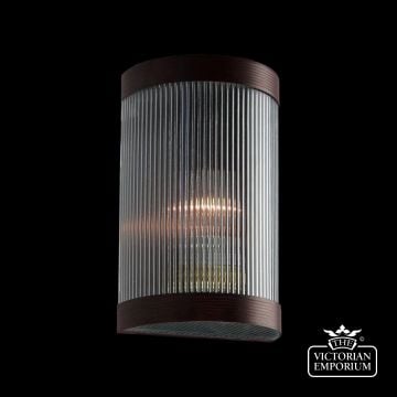 Oval reeded glass wall light with straight arm
