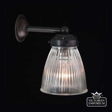 Reeded glass wall sconce in chrome