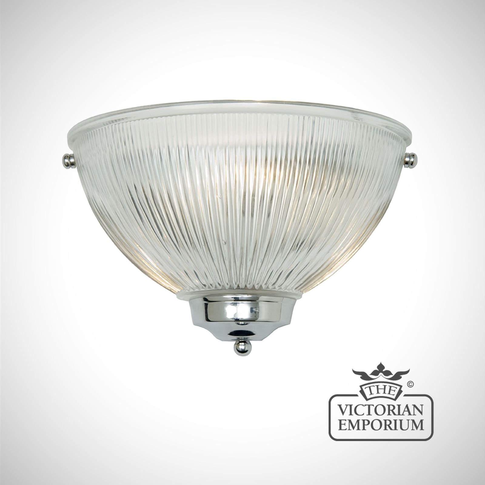Classic dome wall light with reeded glass
