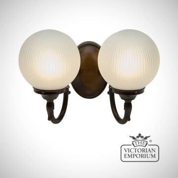 Double globe wall light with reeded glass